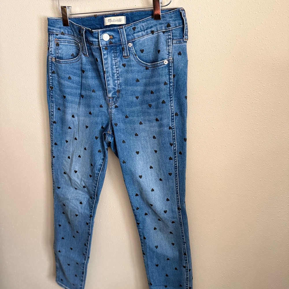Madewell Heart Print Skinny Jeans 27 High Rise Ankle Denim - Picture 4 of 11